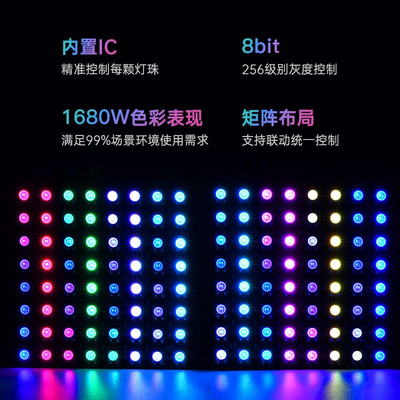 WS2812B全彩像素屏｜8x8數(shù)字可控LED顯示模塊｜DC5V低壓驅(qū)動 - 6